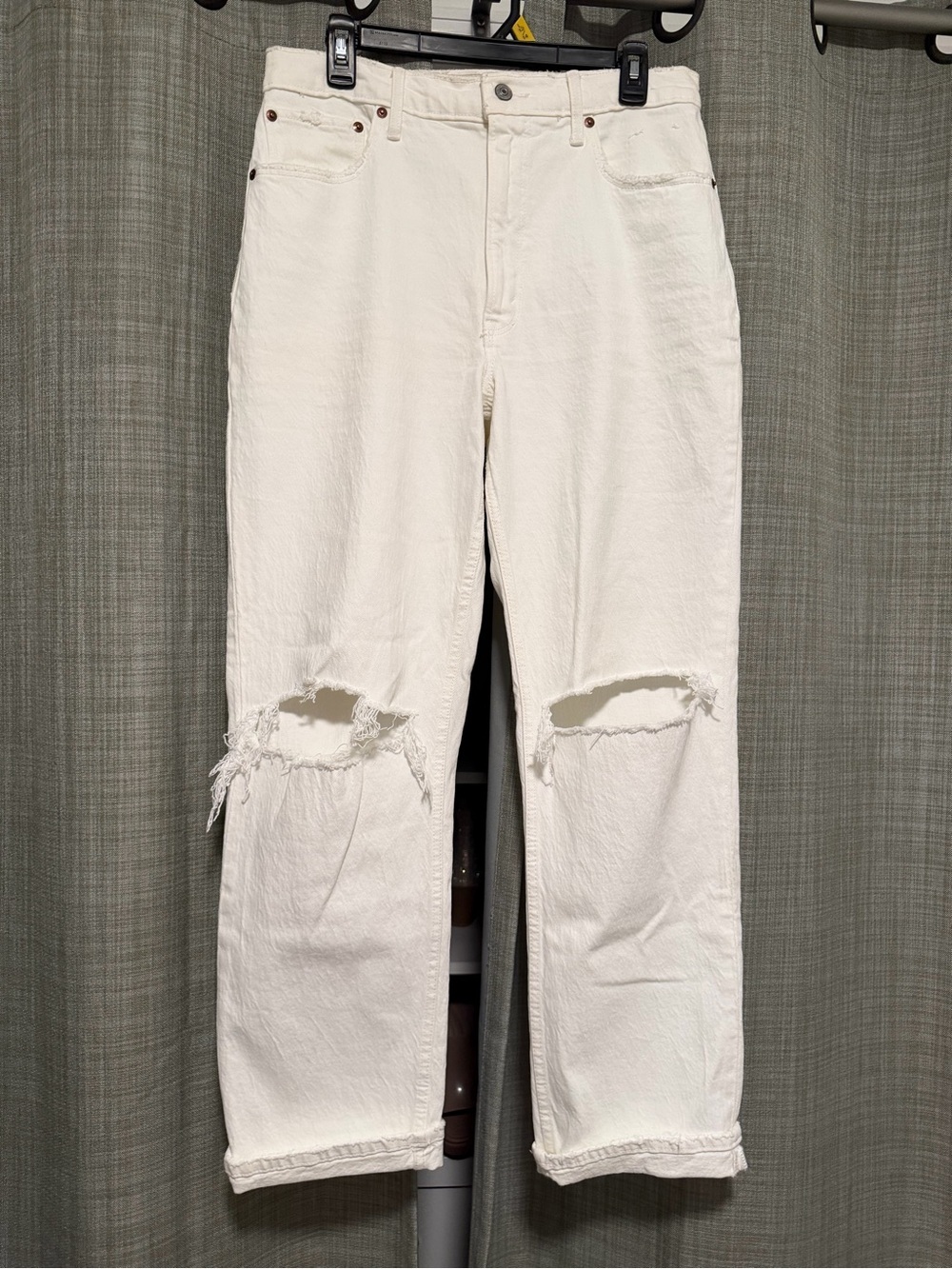 Abercrombie & Fitch White Ultra High Rise 90s Straight Jeans